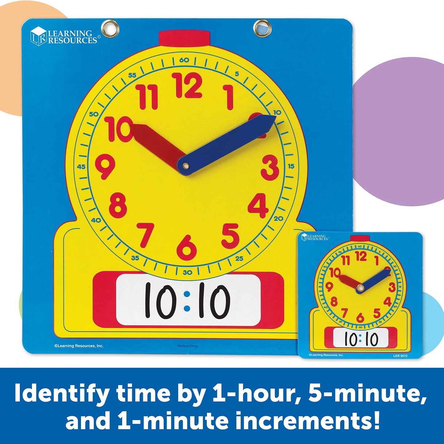Learning Resources Write & Wipe Clocks Classroom Set - 25 Pieces, Ages 6+ Laminated Dry-Erase, Teaching Aids, Teacher Supplies, Learning Time,Back To School Supplies