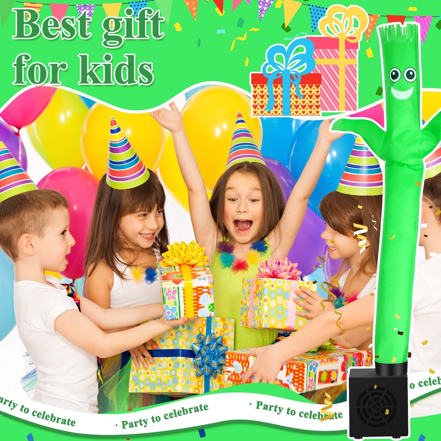 Poen Easter Mini Inflatable Tube Man Gag Funny Gift For Kids Wacky Waving Inflatable Tube Guy With Blower Joke Toy Desktop Quirky White Elephant Gift For Table Birthday Party Decor(Smile)