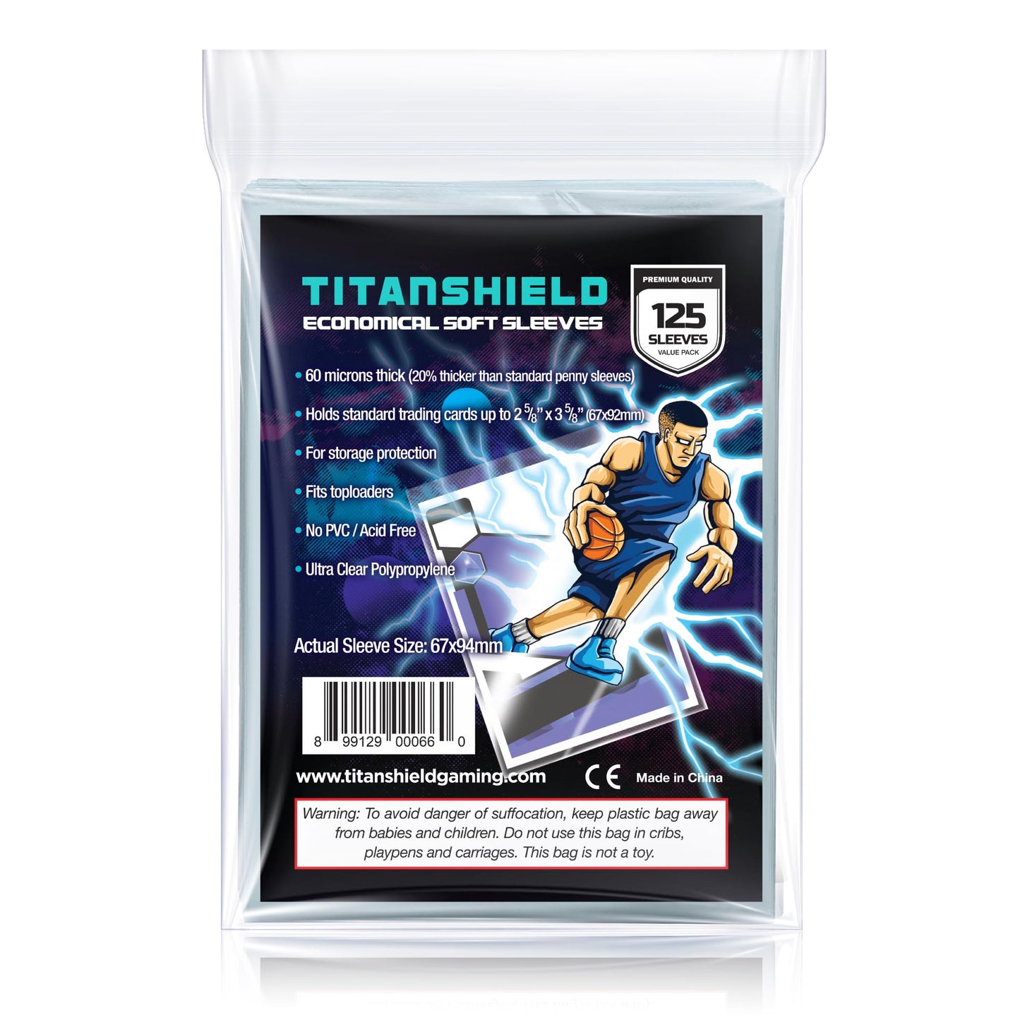 Titanshield 500 Count 60-Microns Thickness Soft Penny Card Sleeves 2-5/8 X 3-5/8 (67X94Mm), Ultra Clear (500 Count)