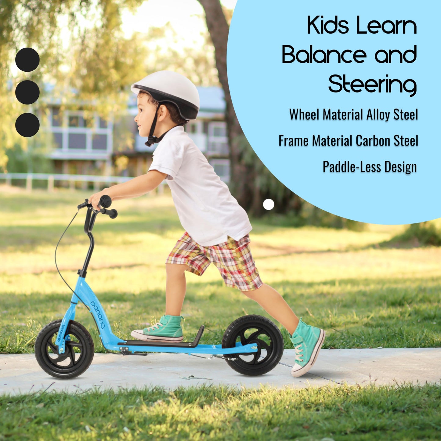 Banana Bike Kids Balance Bike And Toddler Scooter - No Pedal Bike With Carbon Steel Frame, Nylon Handlebar And 12-Inch Tires - Ideal Lightweight Scooter For Kids Ages 2-5 - 48 X 31-Inch (Blue)