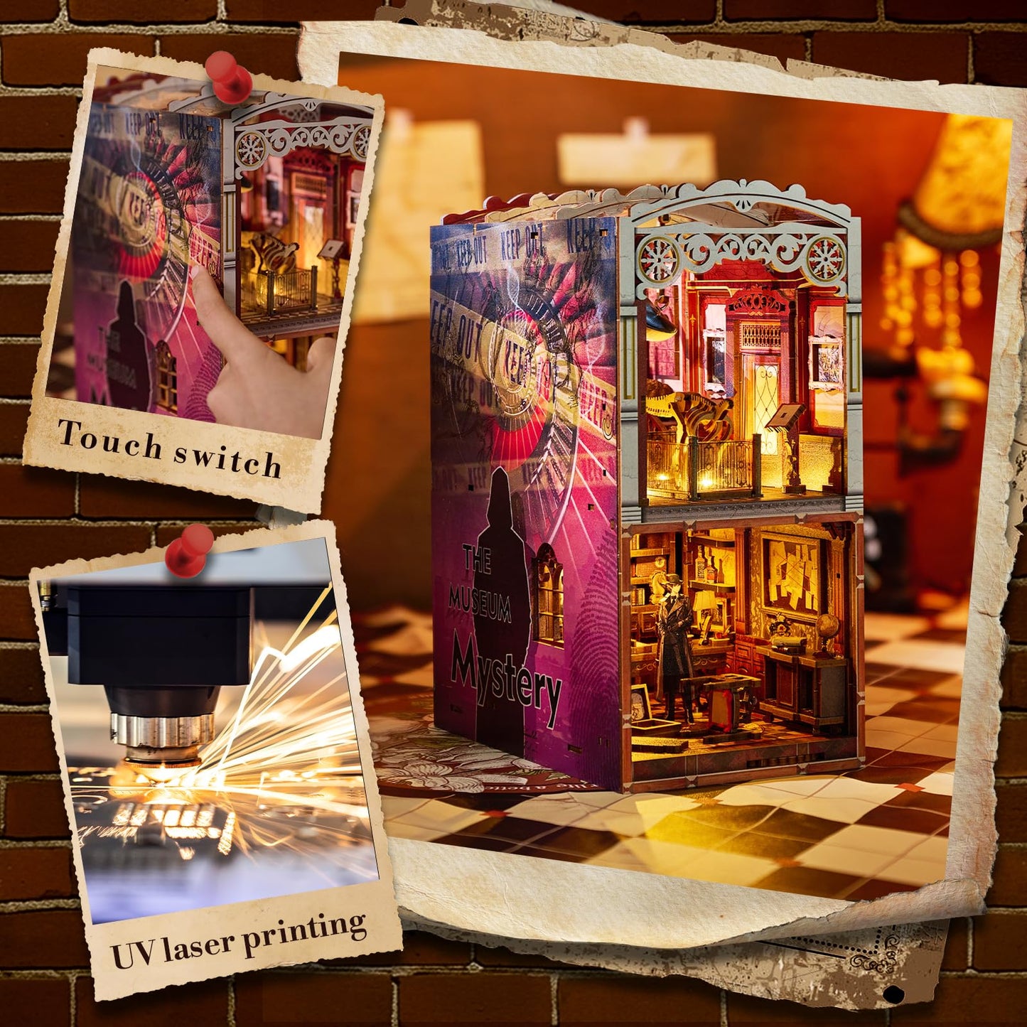 Marycele Book Nook Kit for Adults, DIY Miniature House Kits 3D Wooden Bookend Puzzle for Men, Decorative Bookend Bookshelf Alley