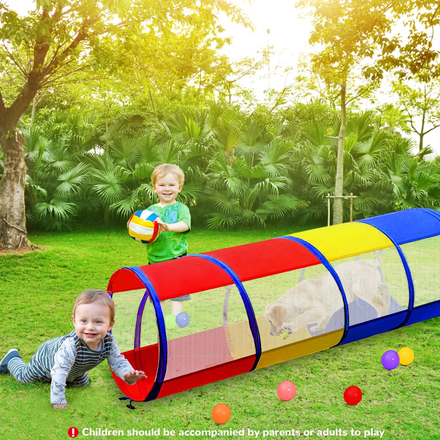 Kids Play Tunnel For Toddlers 1-3, 6 Foot Baby With 2 Mesh Sides Pop Up Crawling Toys 1 3 4 Year Old Girl Boy Birthday Gift, Indoor Outdoor Toddler Children Or Dog
