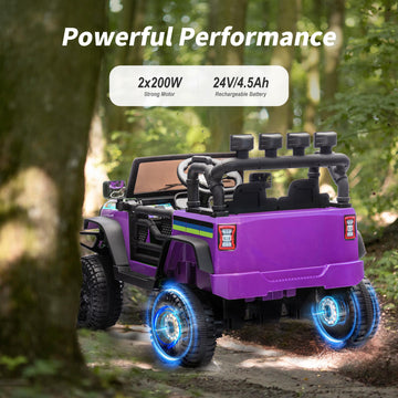 Hikiddo 24V Kids Ride On Car, Kids Electric Vehicles Car Ride On Toy Truck For Toddlers W/Remote Control, 400W Motor - Purple