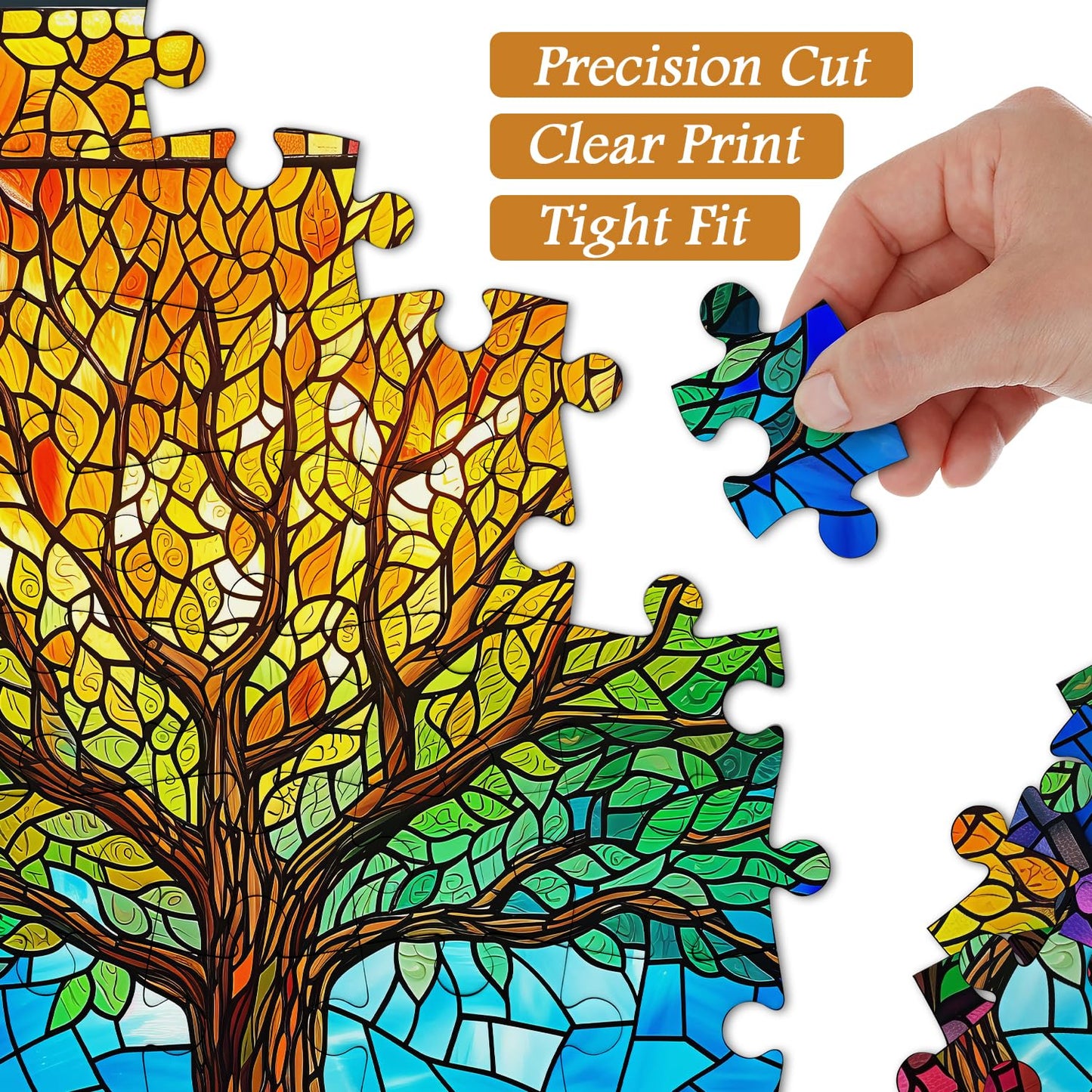 Pickforu Stained Glass Puzzles For Adults 1000 Pieces And Up, Mosaic Tree Of Life Puzzle Unique Rainbow Puzzles, Colorful Difficult Jigsaw Puzzles For Adults