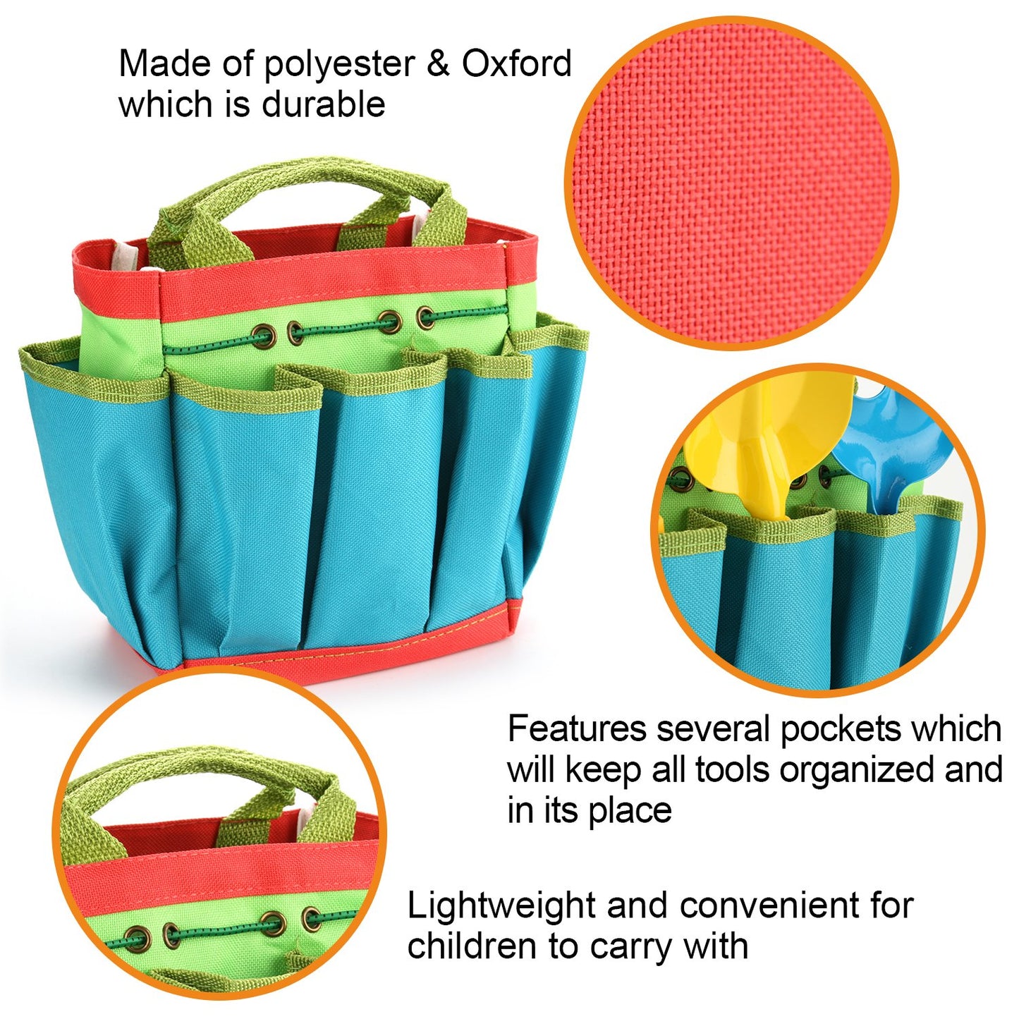 Fitnate Green Kids Garden Tools Set,6 Pcs Gardening Tools For Kids Including Watering Can, Shovel, Rake, Fork, Children Gardening Gloves And Garden Tote Bag, All In One Set