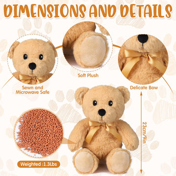 Hungdao Bear Stuffed Animal 9 Inch Microwavable Heatable Plush Toy Lavender Scented Warmies For Adults Kids Soothing Baby Shower