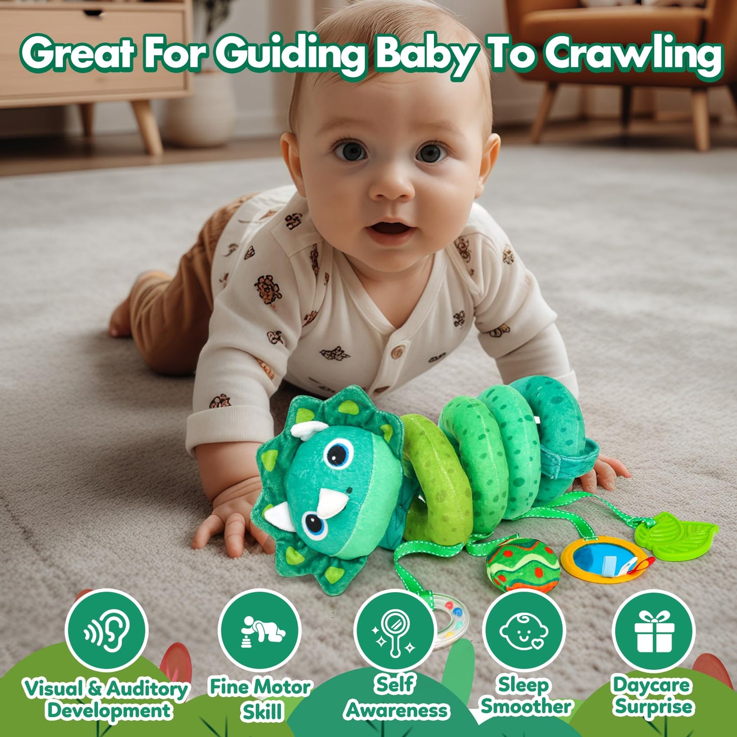 Baby Car Seat Toys Activity Stroller Toy For Boys Girls 0 3 6 9 10 12 Months, Spiral Hanging Plush Toys, Baby Shower Thank You G