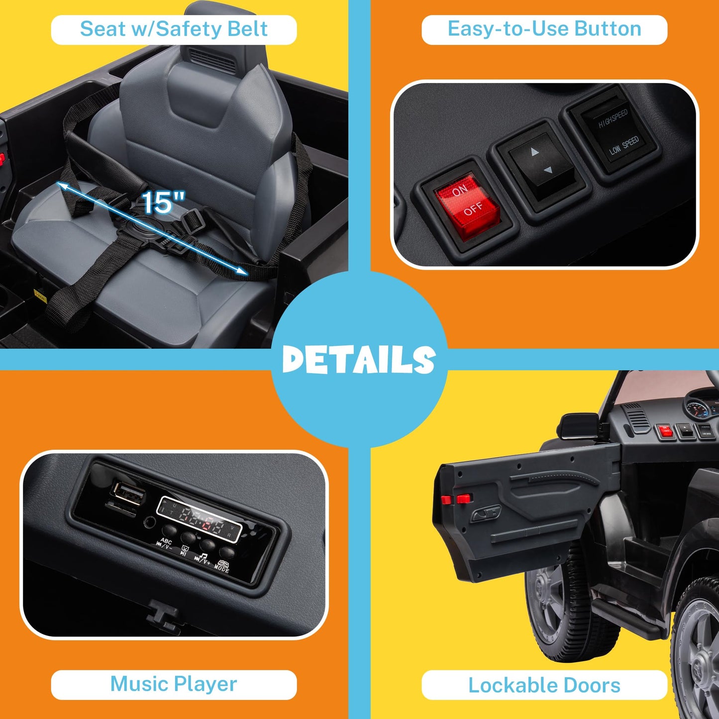 Enyopro 12V 7Ah Licensed Dodge Ram 2500 Ride On Car Truck, Electric Car Ride On Toys W/Parent Remote Control, Led Llights, Mp3 M