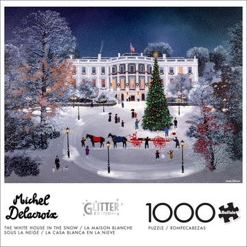 Buffalo Games 1000 Piece Jigsaw Puzzle - Michel Delacroix The White House in The Snow - Multicolor - 26.75 x 19.75 inches