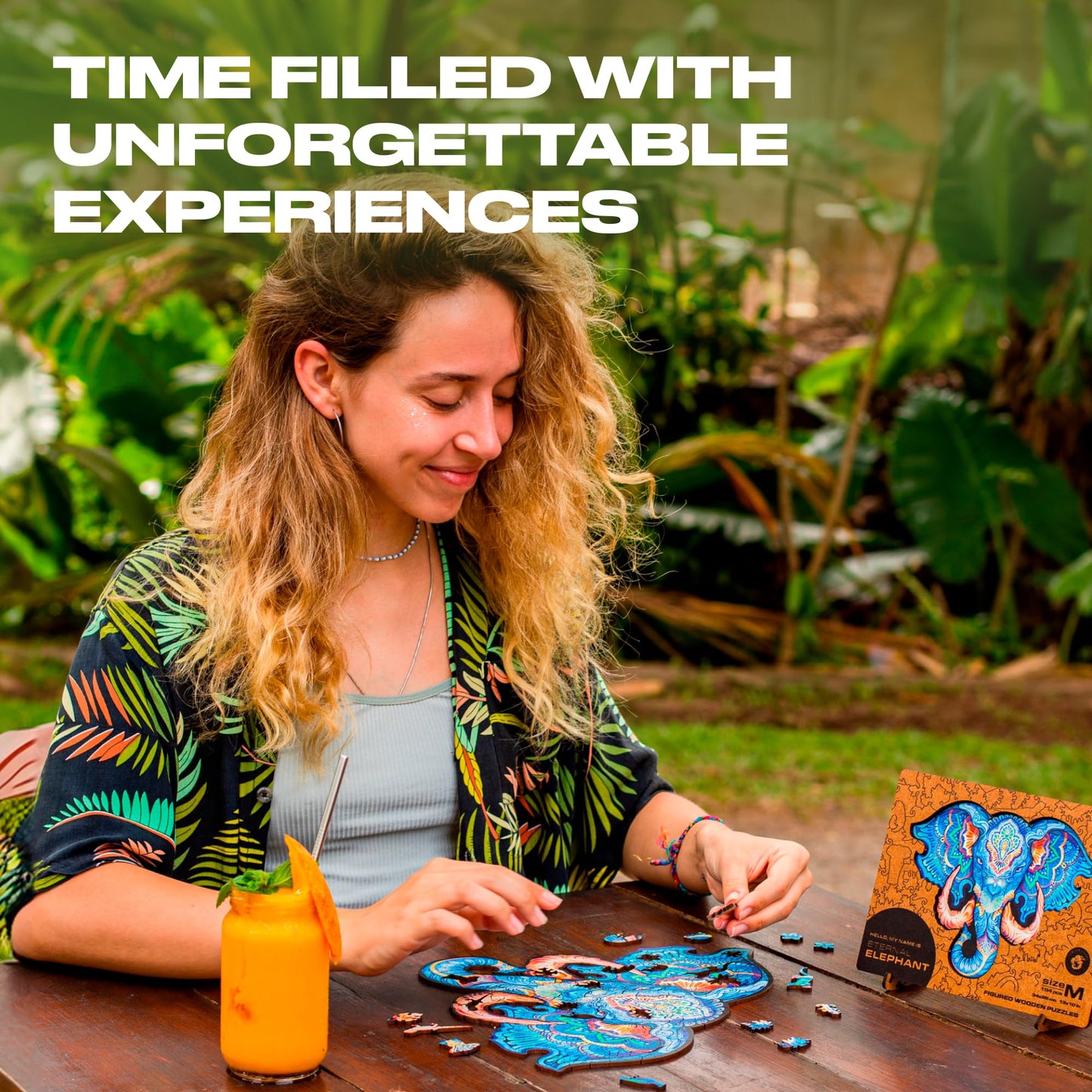 Unidragon Wooden Jigsaw Puzzles - Eternal Elephant, 194 Pcs, Medium 13'X10', Beautiful Gift Package, Unique Shape Best Gift For Adults And Kids