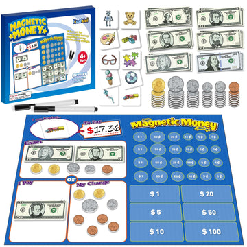 Kasfalci 60 PCS Magnetic Money for Kids for Learning, Math Manipulatives, Learning & Education Toys for Classroom, Pretend Play,