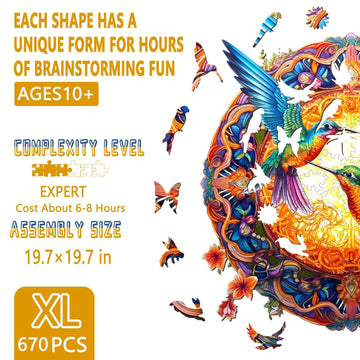 Wooden Puzzles for mature-themeds - Mandala Hummingbird Wooden Puzzle Unique Wooden Jigsaw Puzzles for mature-themeds Wood Puzzles mature-themed Perfect for Birthday Family Puzzles 670 Pieces 19.7 x 19.7in Royal Size