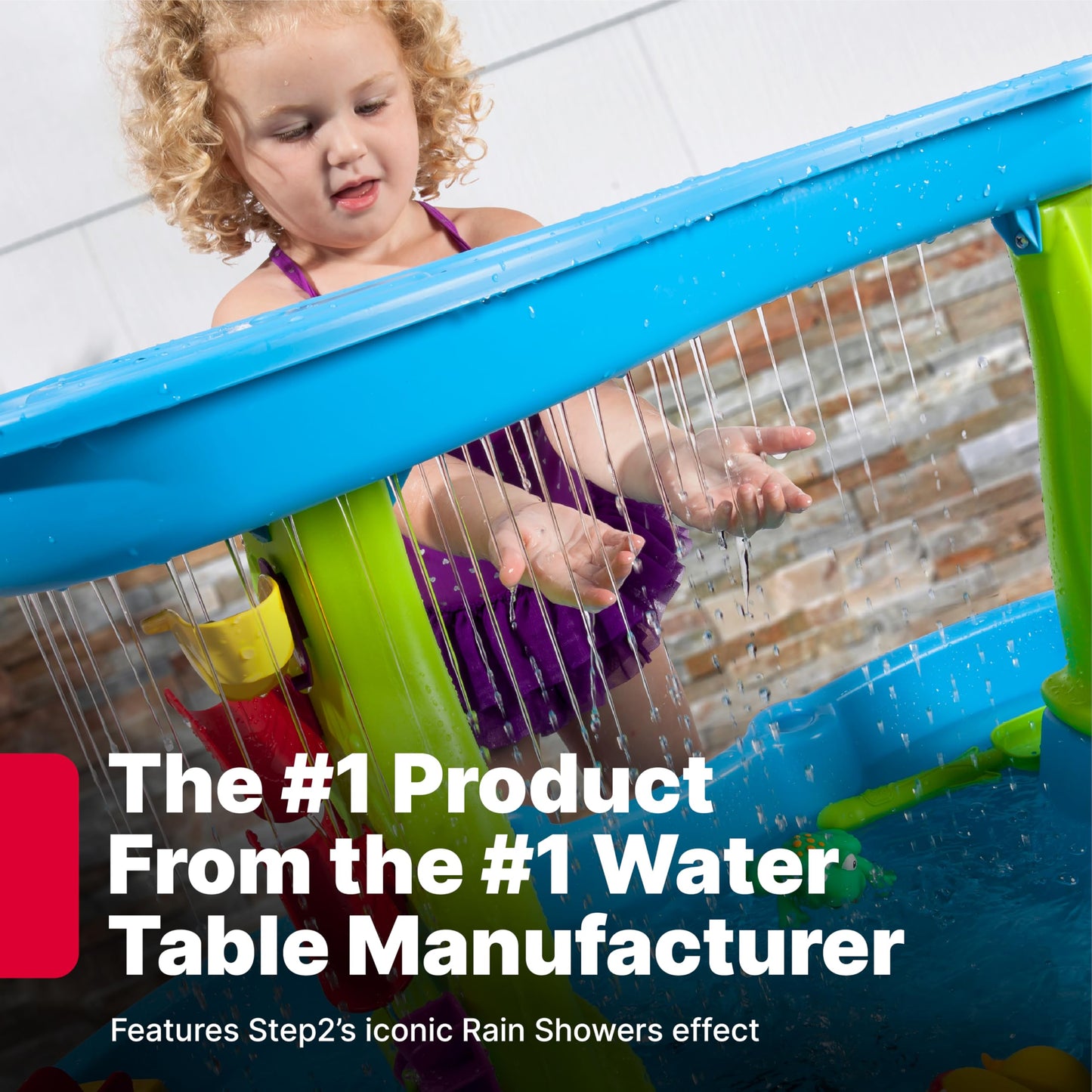 Step2 Rain Showers Splash Pond Water Table, 39"x24"x32", Plastic, Blue/Green, 13 Piece Accessories, Ages 1.5+