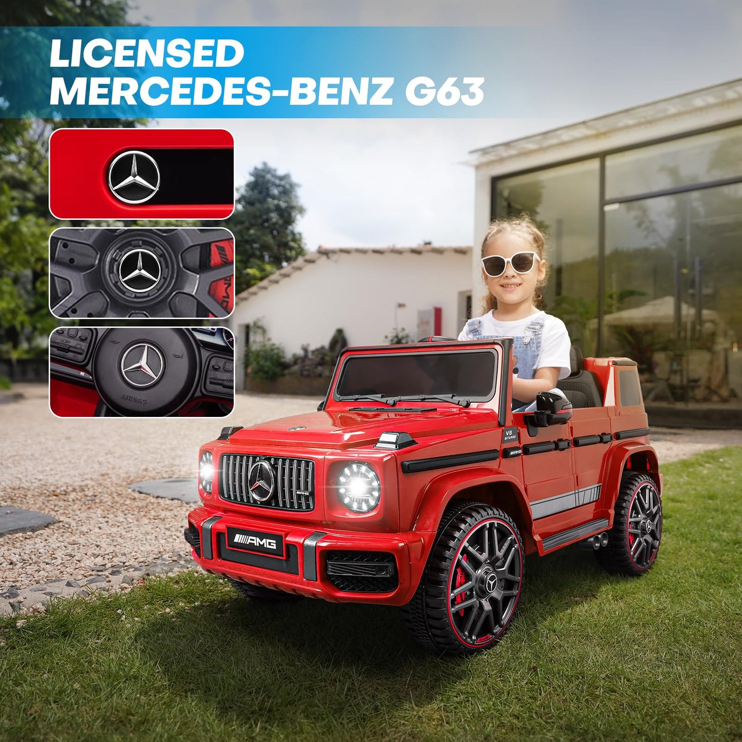 TEOAYEAH 12V 7Ah Licensed Ride on Car for Kids Ages 3-6, Electric Car Ride on Toys w/Parent Remote, Wireless Music, Suspension S