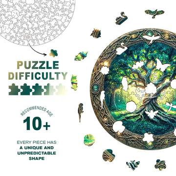 Wooden Puzzles for mature-themeds - Challenging Eternal Tree mature-themed Puzzle Unique Animal Shaped Wooden Jigsaw Puzzles for mature-themeds Creative Gifts Family Games 11.4 * 11.4in 200pcs