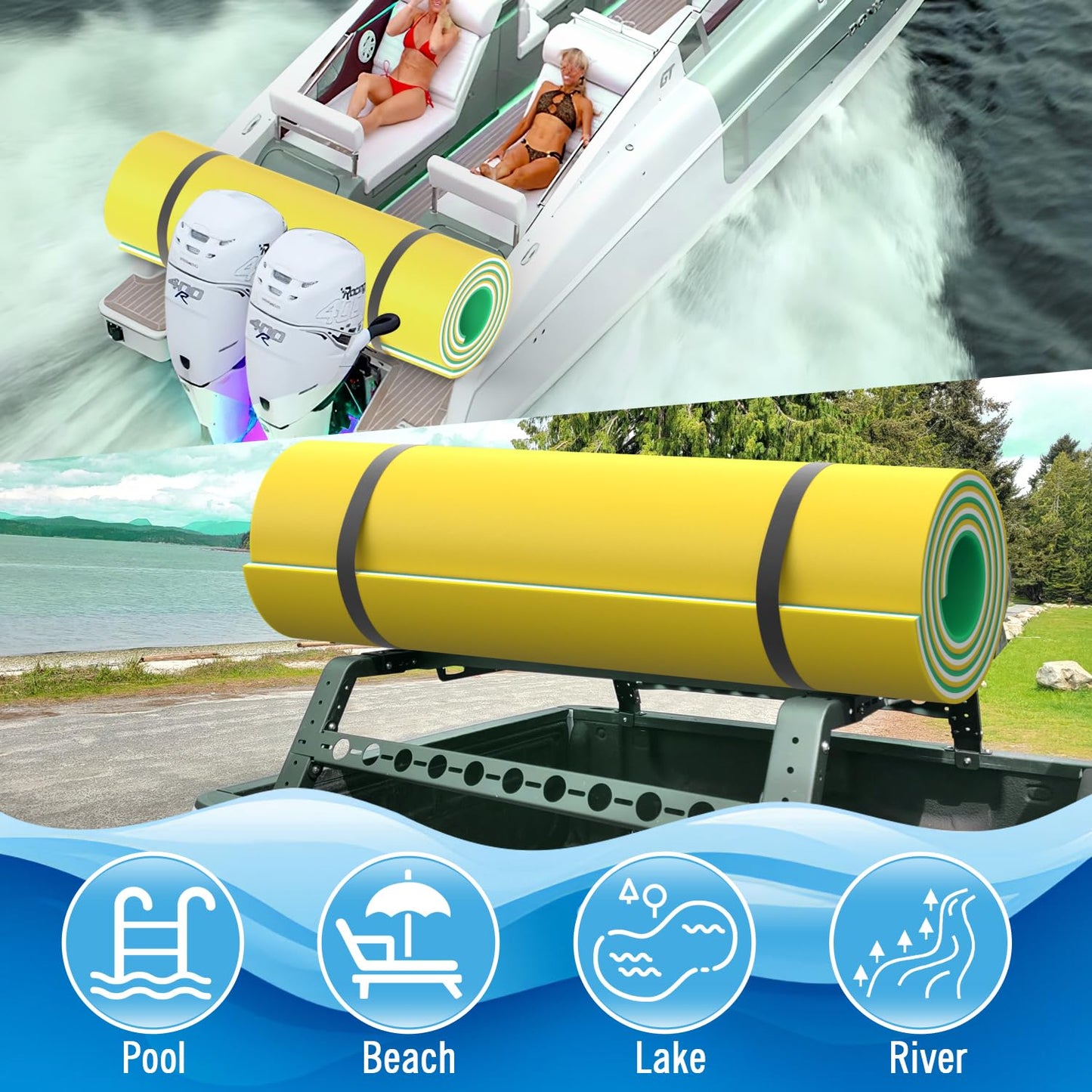 Big Floating Water Mat 7'/9'/12'/18' Lily Pad Floating Mat for Lakes, Oceans, Beach, 3 Layers XPE Foam Floating Pad Pool Floats