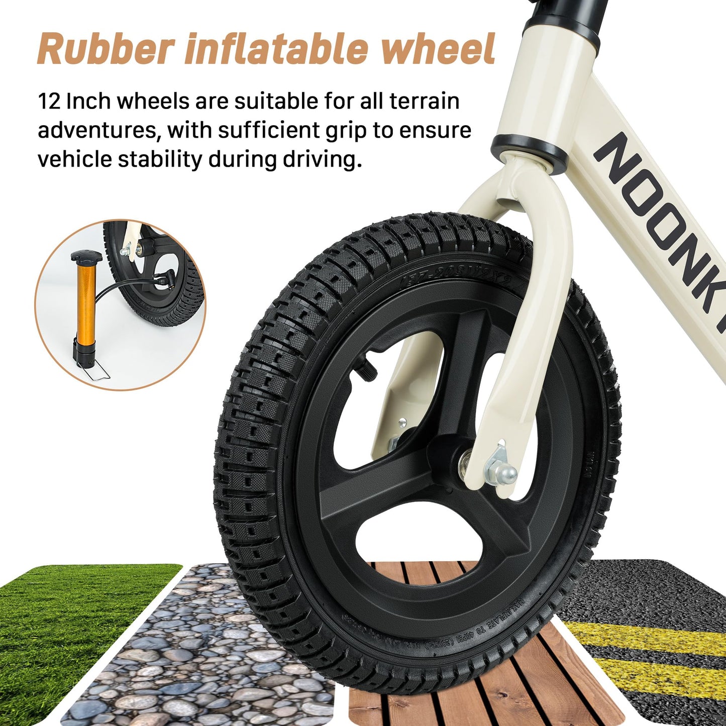 Toddler Balance Bike 2 Year Old,Age 24 Months To 5 Years Old,12 Inch Toddler Bike,No Pedal Beginner Kids Bicycle,Rubber Inflatab