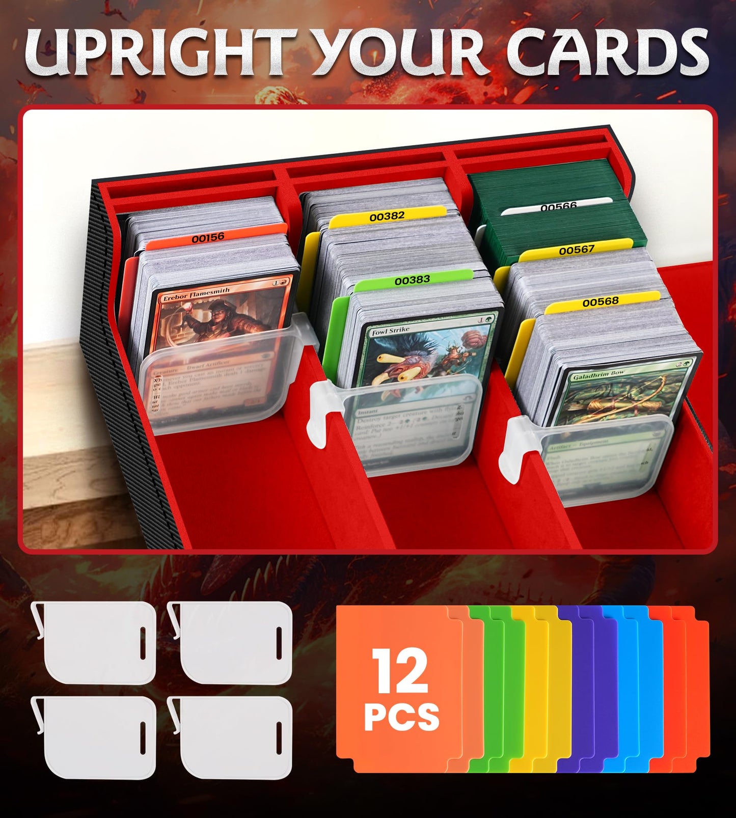 Newloop Trading Cards Storage Box - 6-Window Display 2400+ Tcg Pkm Commander Deck Case With 6 Card Holders For Magic The Gatheri