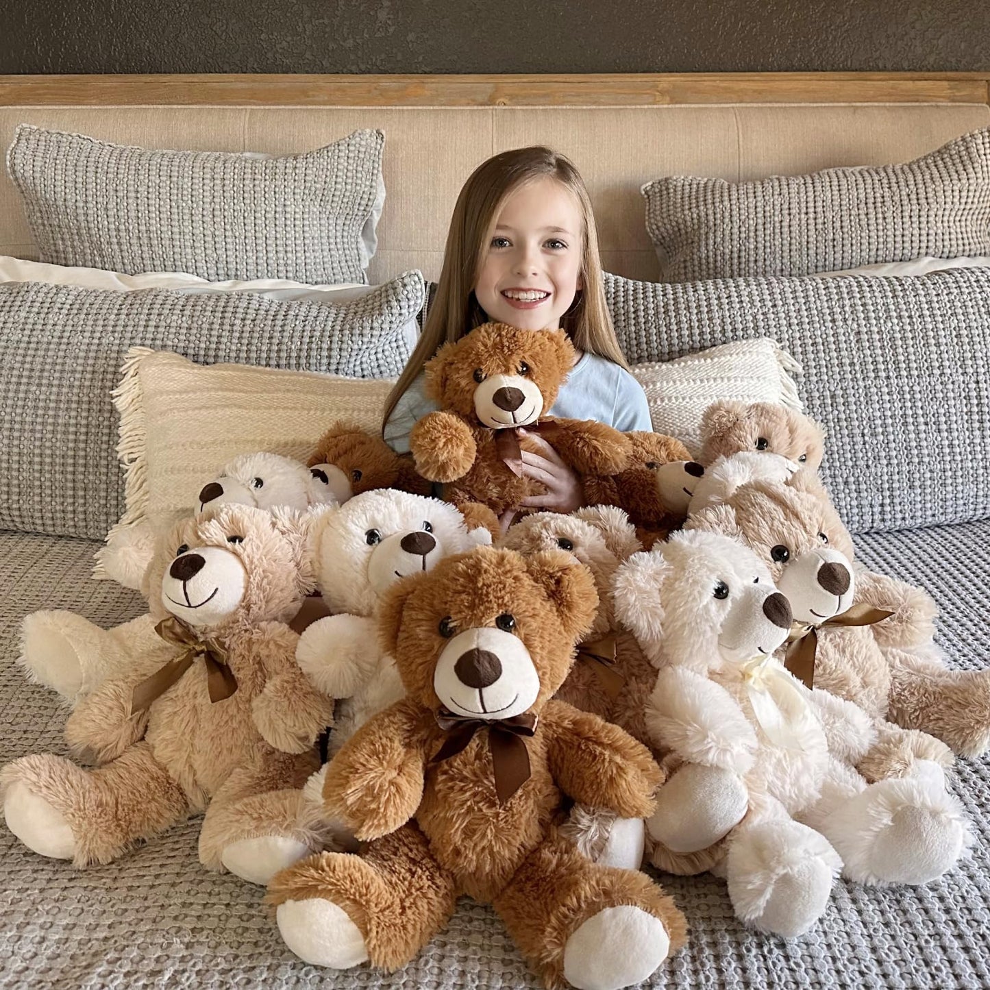 MaoGoLan 15 Pack Teddy Bears in Bulk, 14inch Small Stuffed Animals Teddy Bears for Baby Shower Wholesale Plushies for Themed Bir