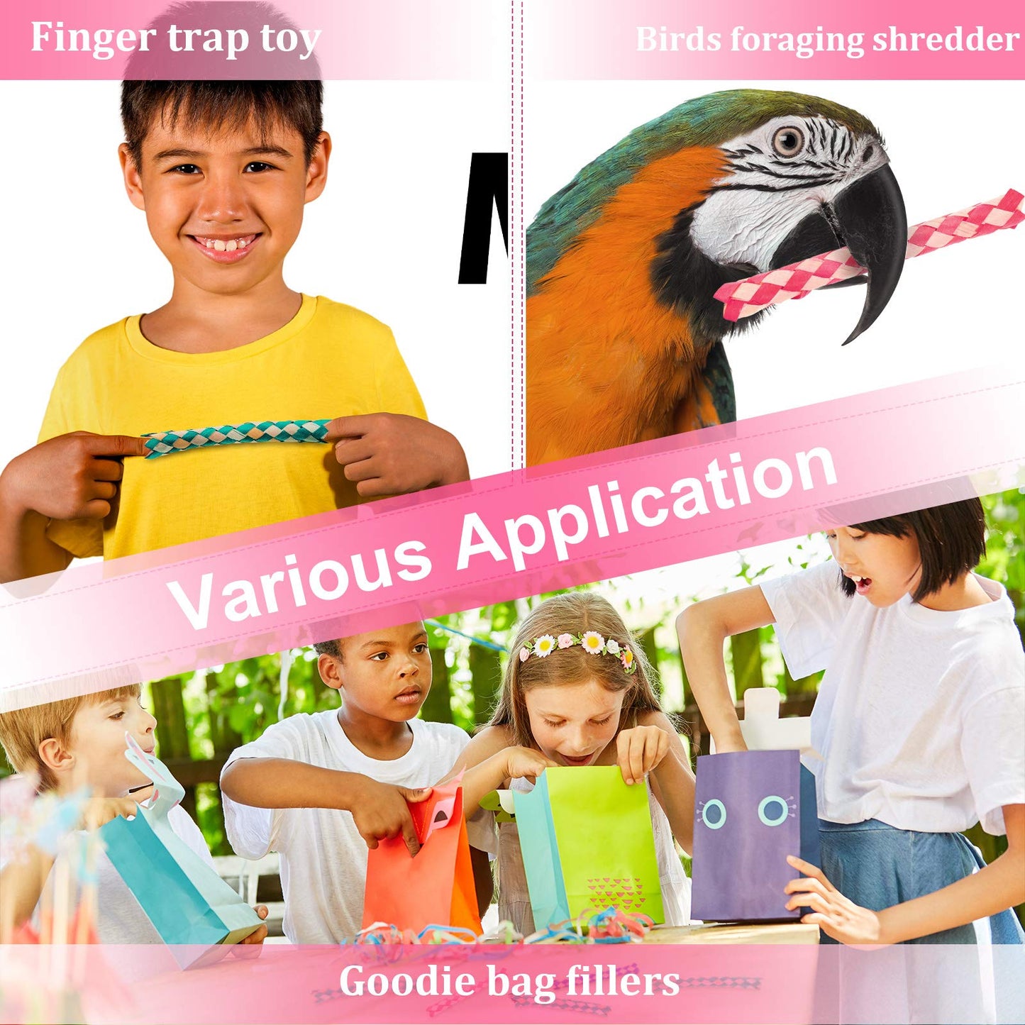 Syhood 24 Pieces Chinese Finger Trap Bamboo Finger Traps Pet Bird Chew Toy Birds Foraging Chopper Toy For Kids Birthday Party Favors Piñata Fillers Goodie Bag Stuffers