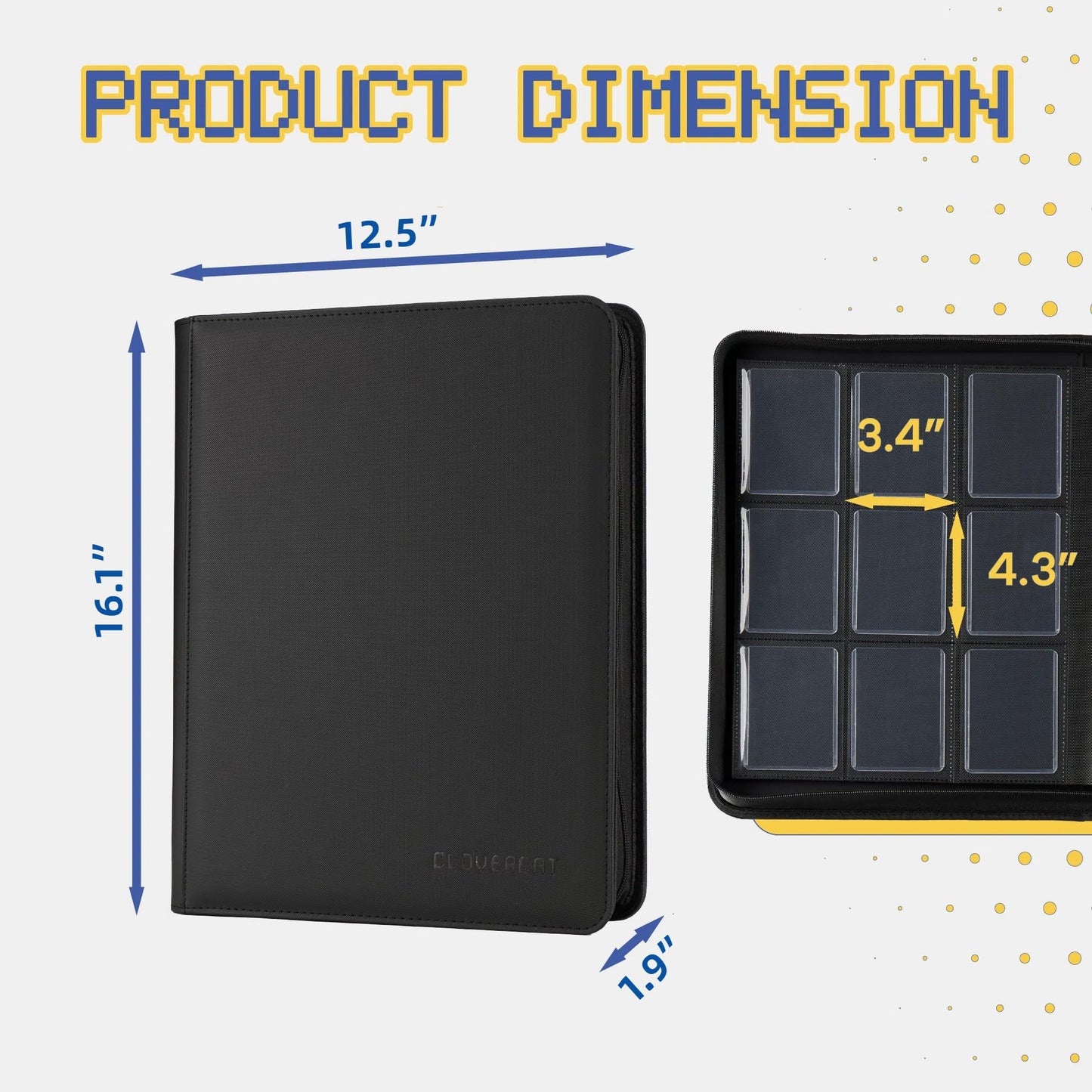 9-Pocket Toploader Binder Clovecat enhanced Card Book Holds 252 Trading Card with 20 Removable Top-loader Sleeves PU Card Holder Folders Card Album for MTG TCG Yugioh Game & Sports Cards(Black)