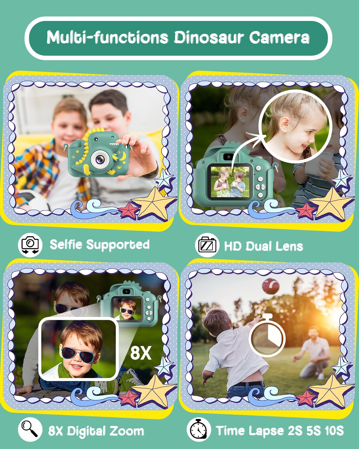 Greenkinder Kids Camera, Toddler Camera For Boys Girls, Toys Gifts For Christmas Birthday Boys Girls Kids 3-9 Year Old Digital Video Camera With 32Gb Tf Card