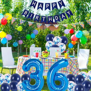 Naninuneno 36Th Blue Birthday Party Decorations For Boy Girl Men Women, Happy 36 Birthday Balloons Supplies With Happy Birthday