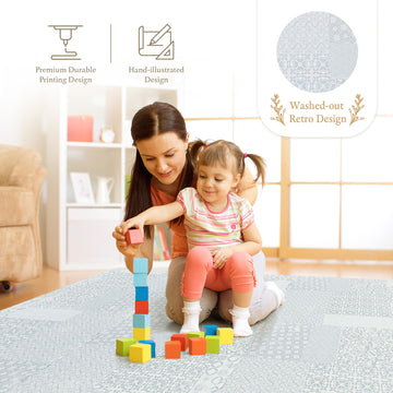 Popsykosy enhanced Exercise & Baby Foam Play Mats - Stylish & Large Non-Toxic Puzzle Floor Mat - 6 Tiles - Spacious 6ft x 4ft - Peel-Resistant Reinforced Version - Soft Thick Waterproof -Totem Gray