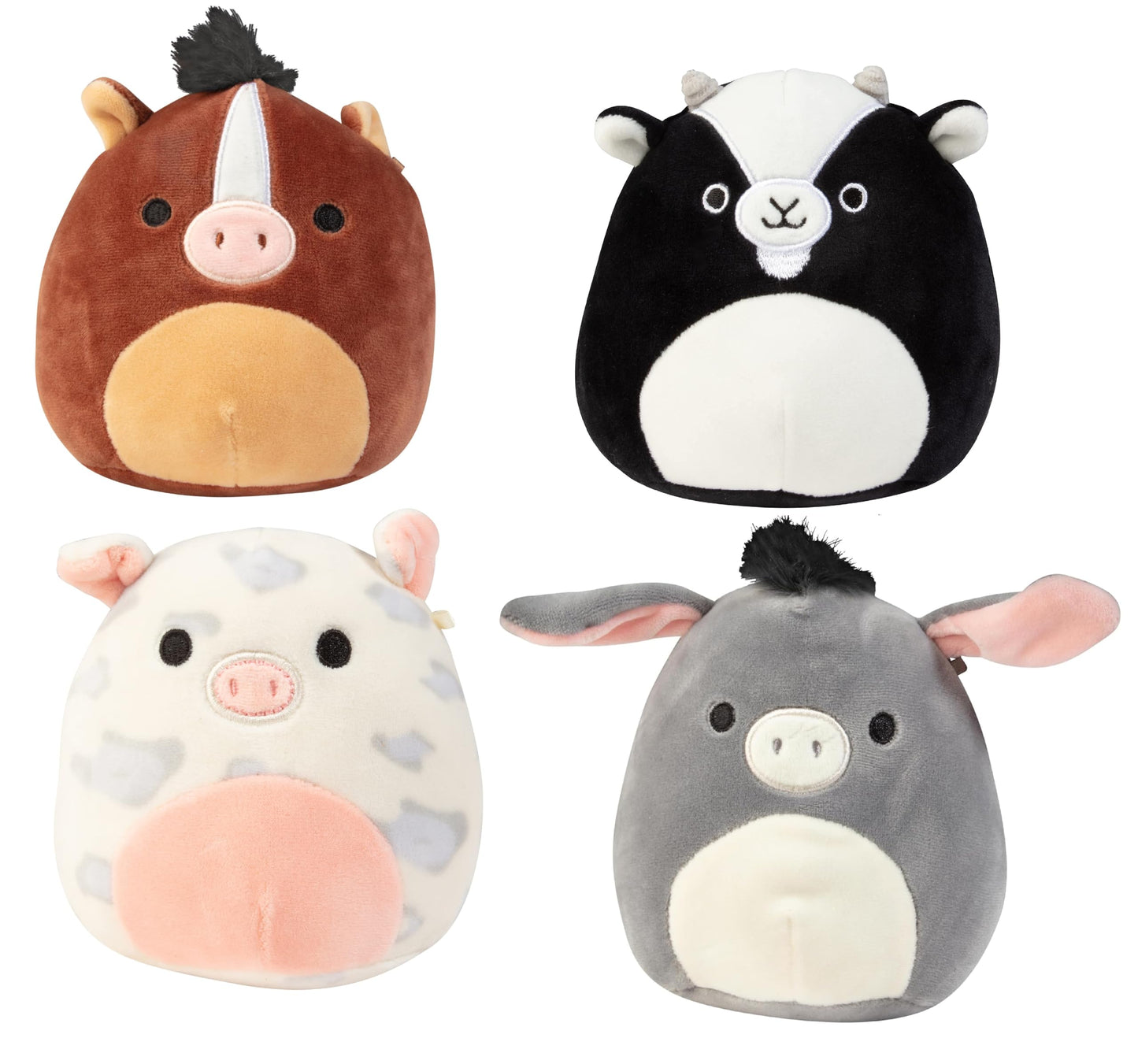 Squishmallows 5'' Donkey, Goat, Horse, Pig & 10'' Octopus 5-Squish Value Pack - One Jumbo & Four Mini Plush For Less - Collectib