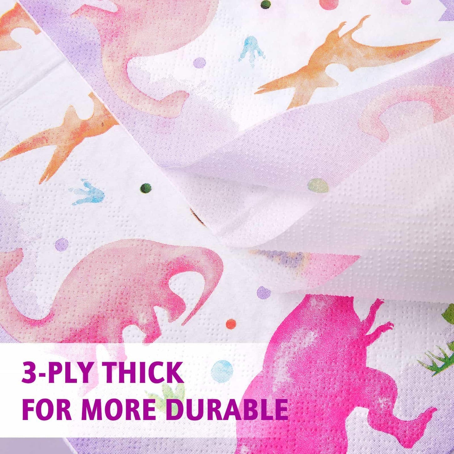 Wernnsa Girl Dinosaur Party Decorations -50 Pack Dinosaur Paper Napkins Pink Dinosaur Birthday Decorations Disposable Dino Paper Napkins For Kids Baby Girl 6.5 X 6.5 Inches