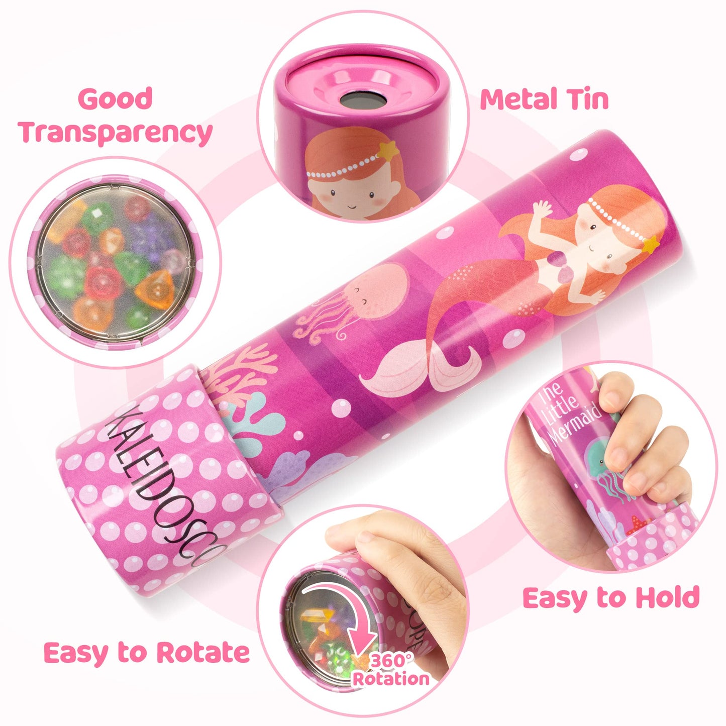 D-Fantix Classic Tin Kaleidoscope For Kids, 2 Pack Retro Toys - Educational Toys With Metal Body, Boy Girl Birthday Party Favors Decorations, Christmas Stocking Stuffer Gift