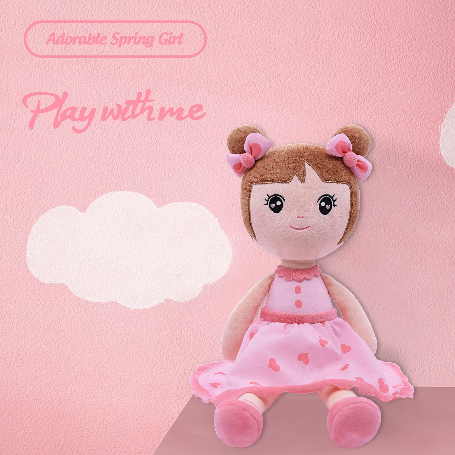 Conzy Stuffed Baby Doll Gifts For Girl 44Cm Super Soft Buddy Cuddly Baby Girl Plush Toy Gifts Wtih Gift Bag 17.3 Inches In Stand