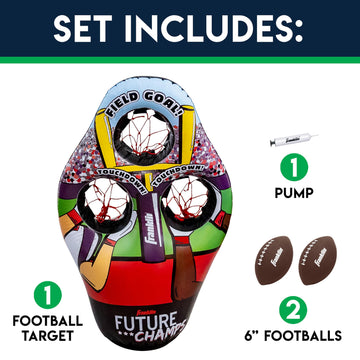 Franklin Sports Kids Football Target Toss Game - 3 Target Holes, 45" Tall, Includes 2 Footballs & Pump, Multi-Color, Model 60189