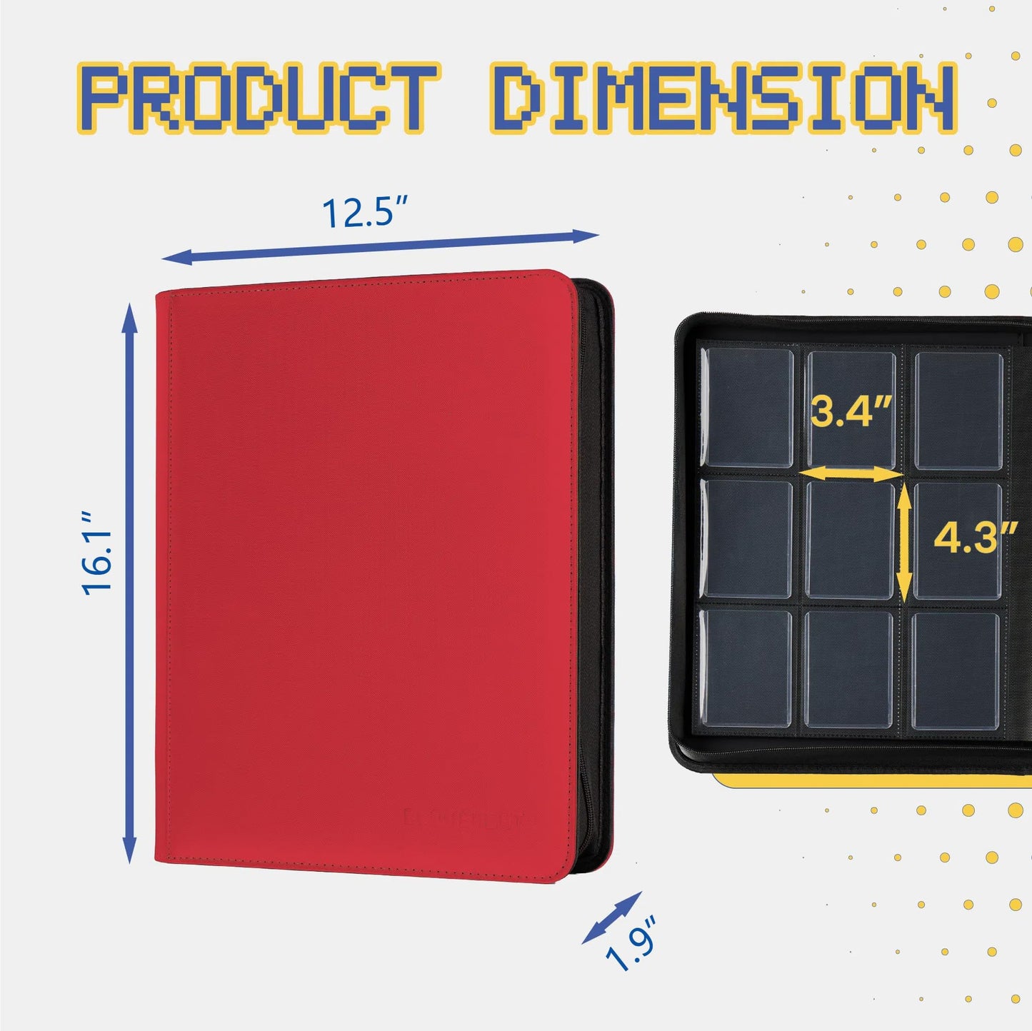 9-Pocket Toploader Binder Clovecat enhanced Card Book Holds 252 Trading Card with 20 Removable Top-loader Sleeves PU Card Holder Folders Card Album for MTG TCG Yugioh Game & Sports Cards(Red)