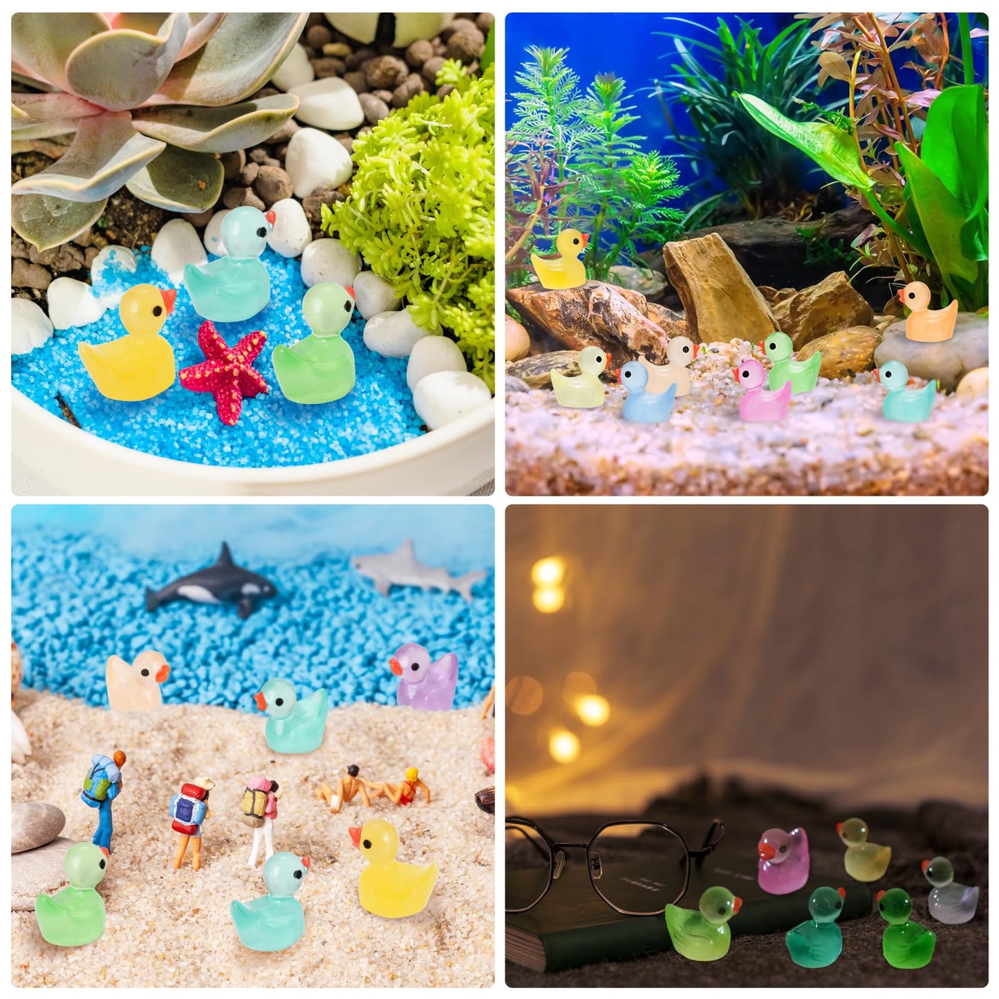 CRTWDMAN 240Pcs Luminous Mini Resin Ducks - Glow in the Dark Tiny Ducks for Party Favors, Decorations, and Collectibles