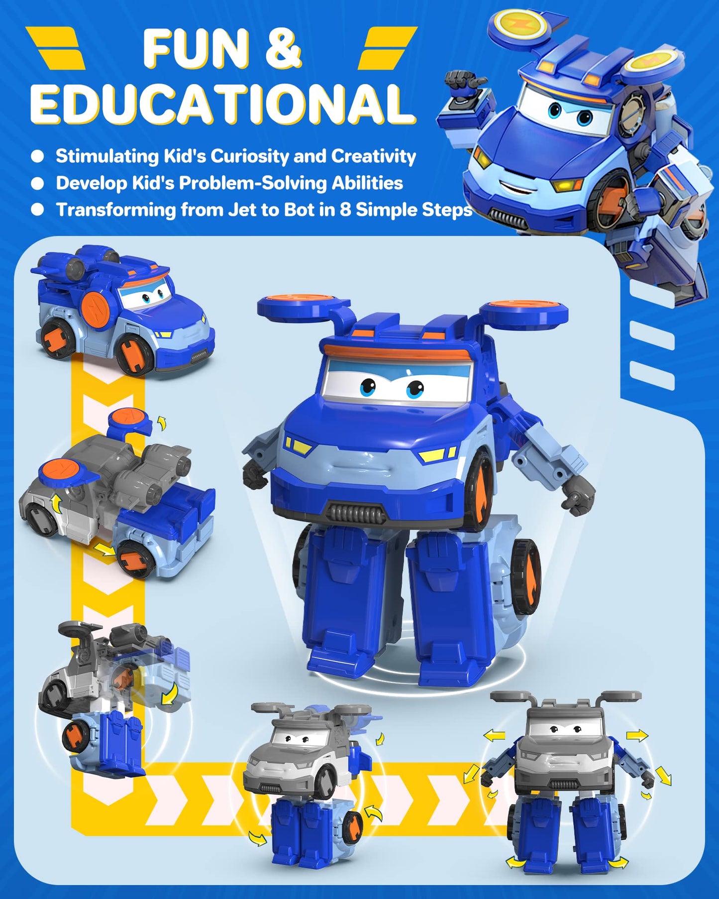 Super Wings 5 Inch Transformer Toys Leo Action Figure, Transforming Airplane To Robot, Season 5 New Character, Fun Toy Plane For 3 4 5 Years Old Boys Girls, Preschool Birthday Gift For Kids, Blue