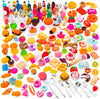 160 Pcs Mini Food Toys, Miniature Food Drinks Bottles for Doll Kitchen Pretend Play, Mixed Resin Kitchen Food Cutlery Toys for A