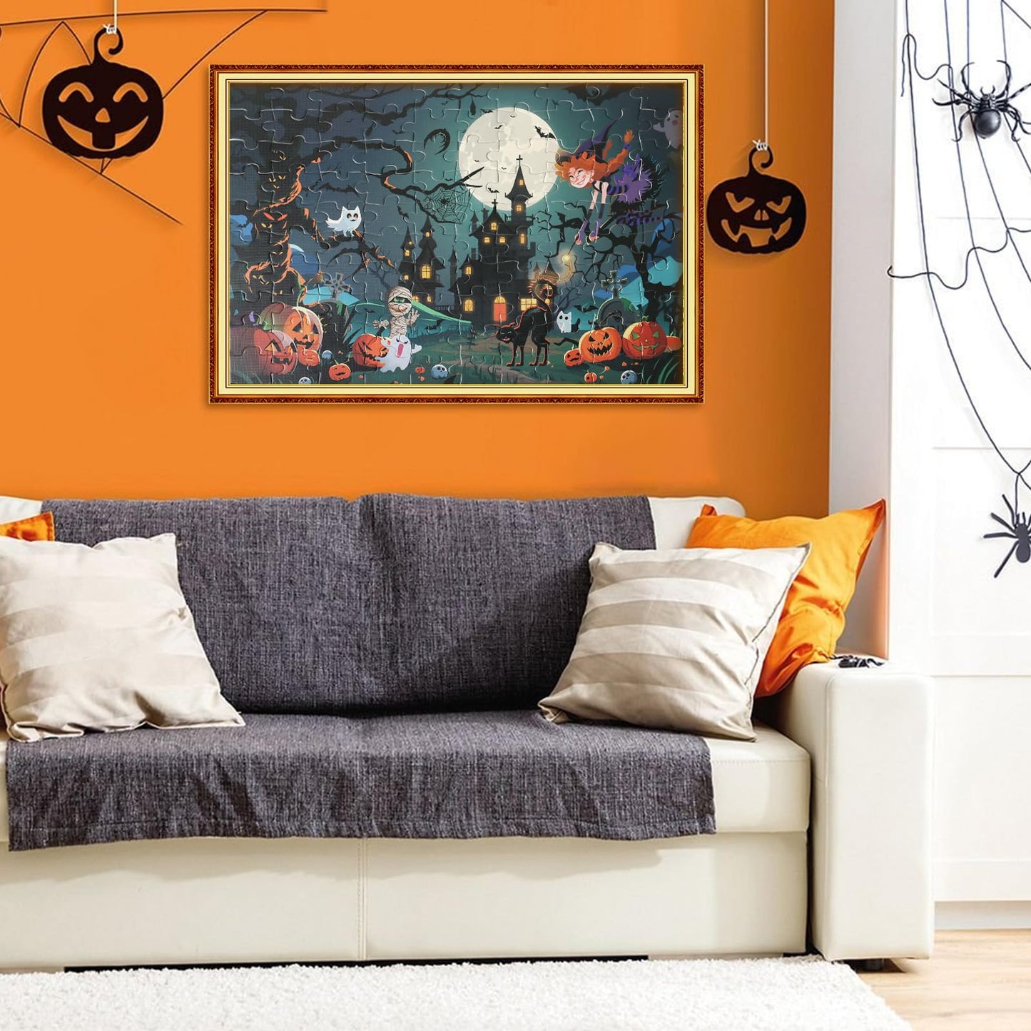 Halloween Puzzles For Kids Ages 4-6 Halloween House Jigsaw Puzzles 100 Piece Halloween Puzzle Educational Developmental Toys & Games For Boys Girls
