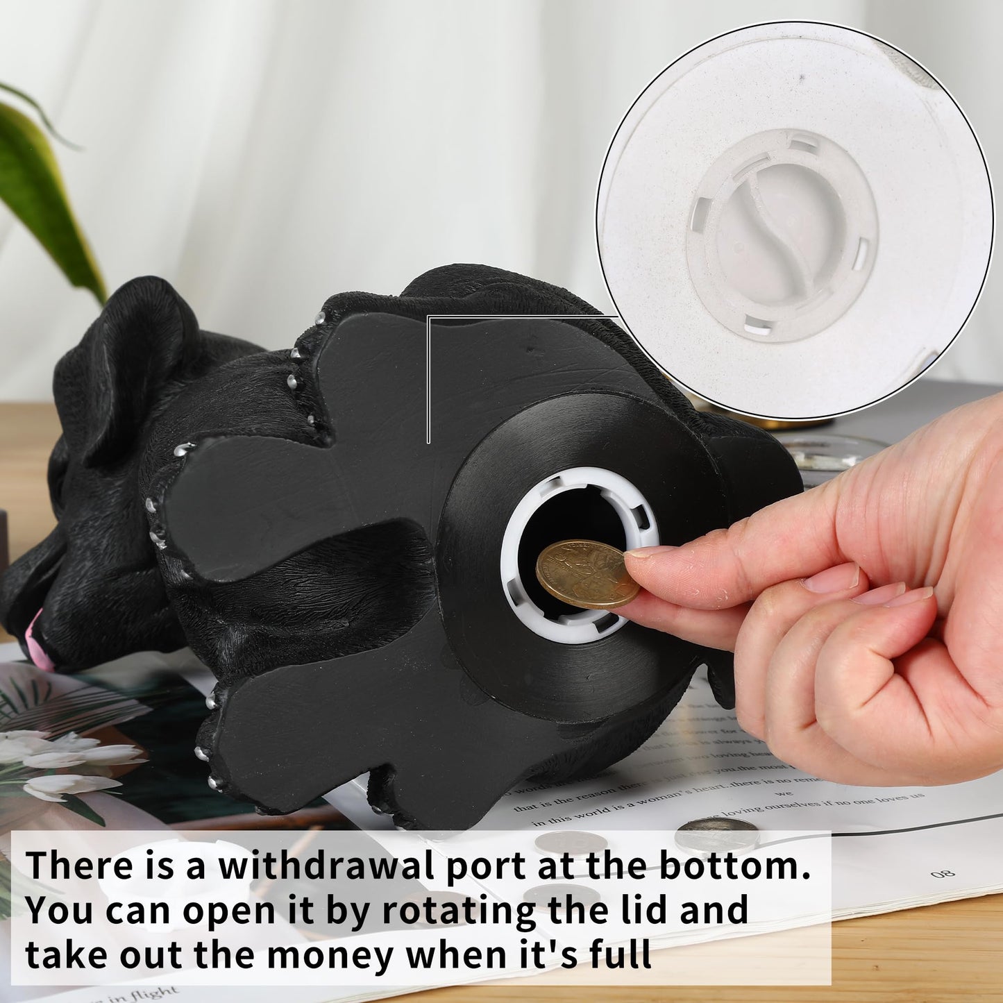 H&W Black Labrador Dog Coin Money Bank, Shatterproof Dog Piggy Bank, Creative Money Bank, Can Store 1000 Coins, Best Bitrthday Gift (Wk34-D3)