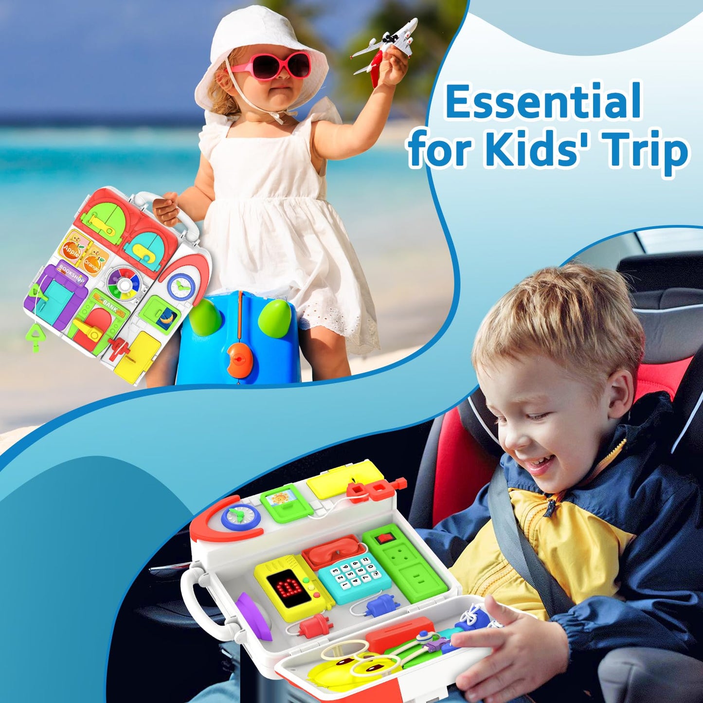 Toddler Toys For 1-2 Year Old Boy, Musical Montessori Busy Board, Early Educational Toy For Toddlers 1-3, Motor Skills Developmental Toy For 12-18 Month Age, Birthday Gift For 1+ Year Old Boy Girl
