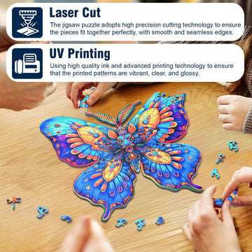 Wooden Puzzles for Adults, 300 Piece Butterfly Wooden Jigsaw Puzzles, Unique Puzzles with Beautiful Wooden Box, Challenging Puzz