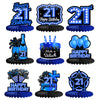 Happy 21st Birthday Honeycomb Centerpieces 9Pcs Stylish Sophisticated Blue Neon Theme Table Decor for Boys Girls Birthday Party