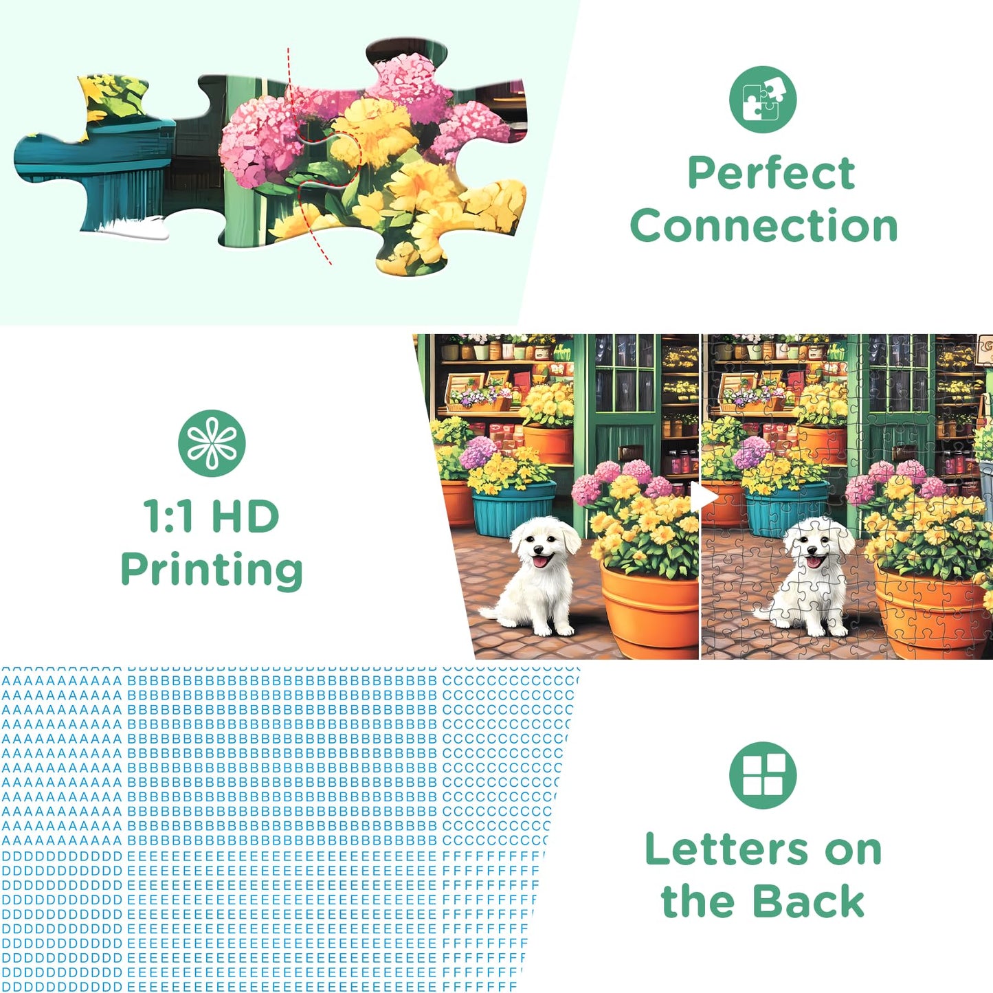 Jigsaw Puzzles for mature-themeds 500 Pieces Puppy Flower Shop Puzzles 500 Pieces Challenging Yet Relaxing Jigsaw Puzzle Game for mature-themeds Glossy Sturdy Vibrant Puzzle Great Gift for Family Friends