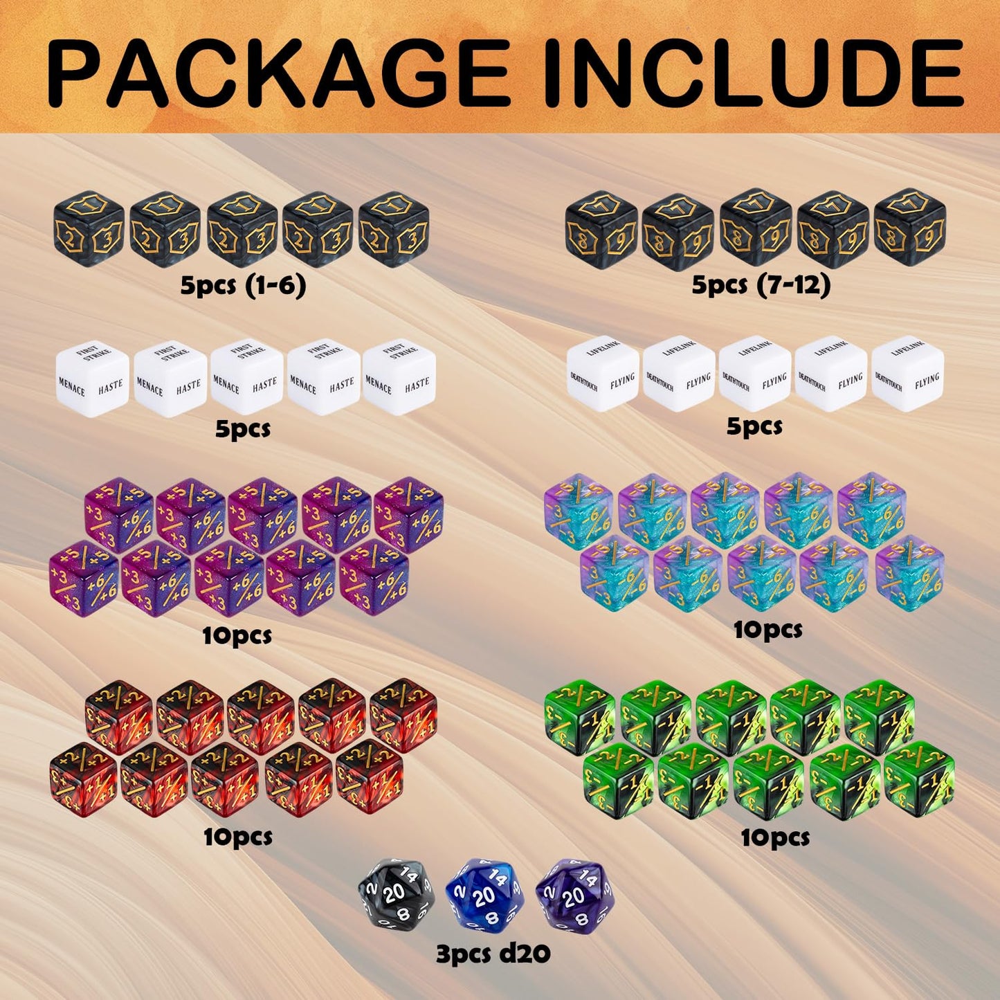 63 Pieces Mtg Dice Counters Bulk Ability Keywords Mtg Tokens Shield Life Counter 6 Sided Dice Set For Magic The Gathering,Tcg,Ca