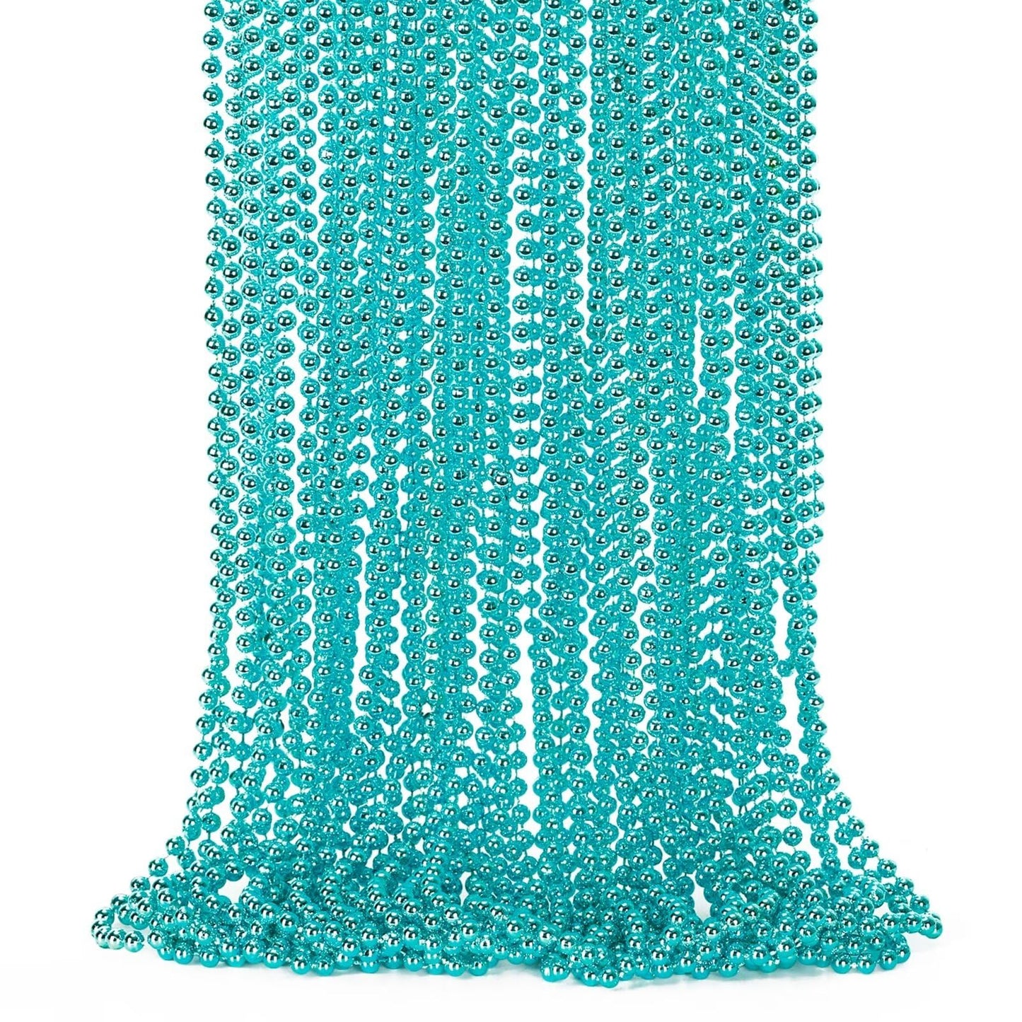 24PCS Mardi Gras Beads, Metallic Blue Bead Necklace Party Favors, 33'' Mardi Gras Necklace Women Men Stuff, Festival Parade Thro