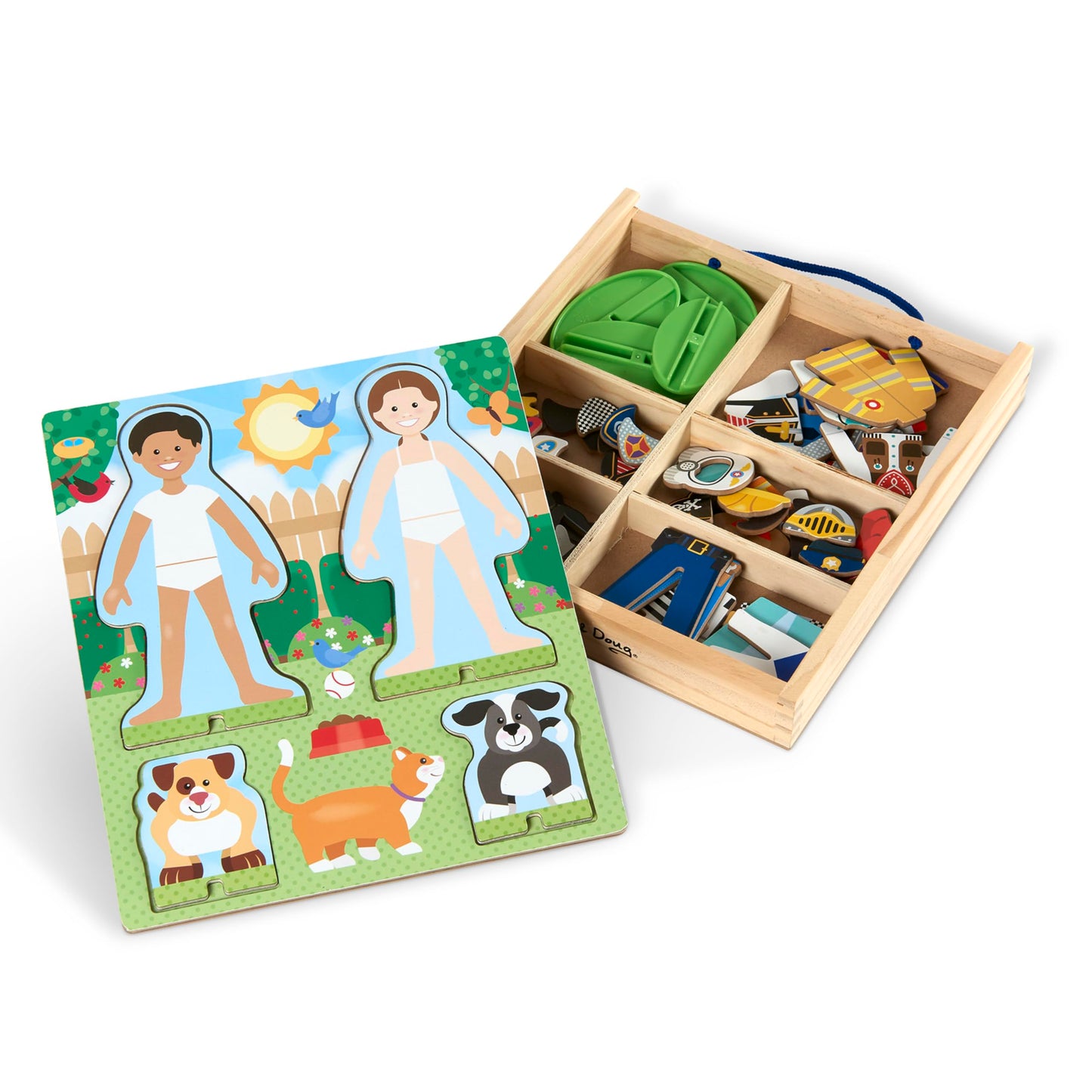 Melissa & Doug Occupations Magnetic Dress-Up Wooden Pretend Play Set (82 Pcs) - Magnetic Dress-Up Dolls For Kids