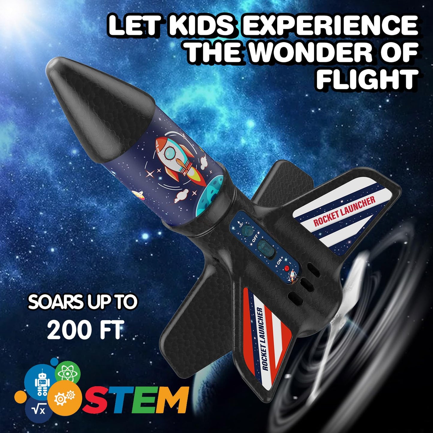 Rocket Launcher For Kids - Self-Launching 200 Ft Motorized Air Rocket Toy, Flying Kids' Play Rocket With Launch Set, Outdoor Ele