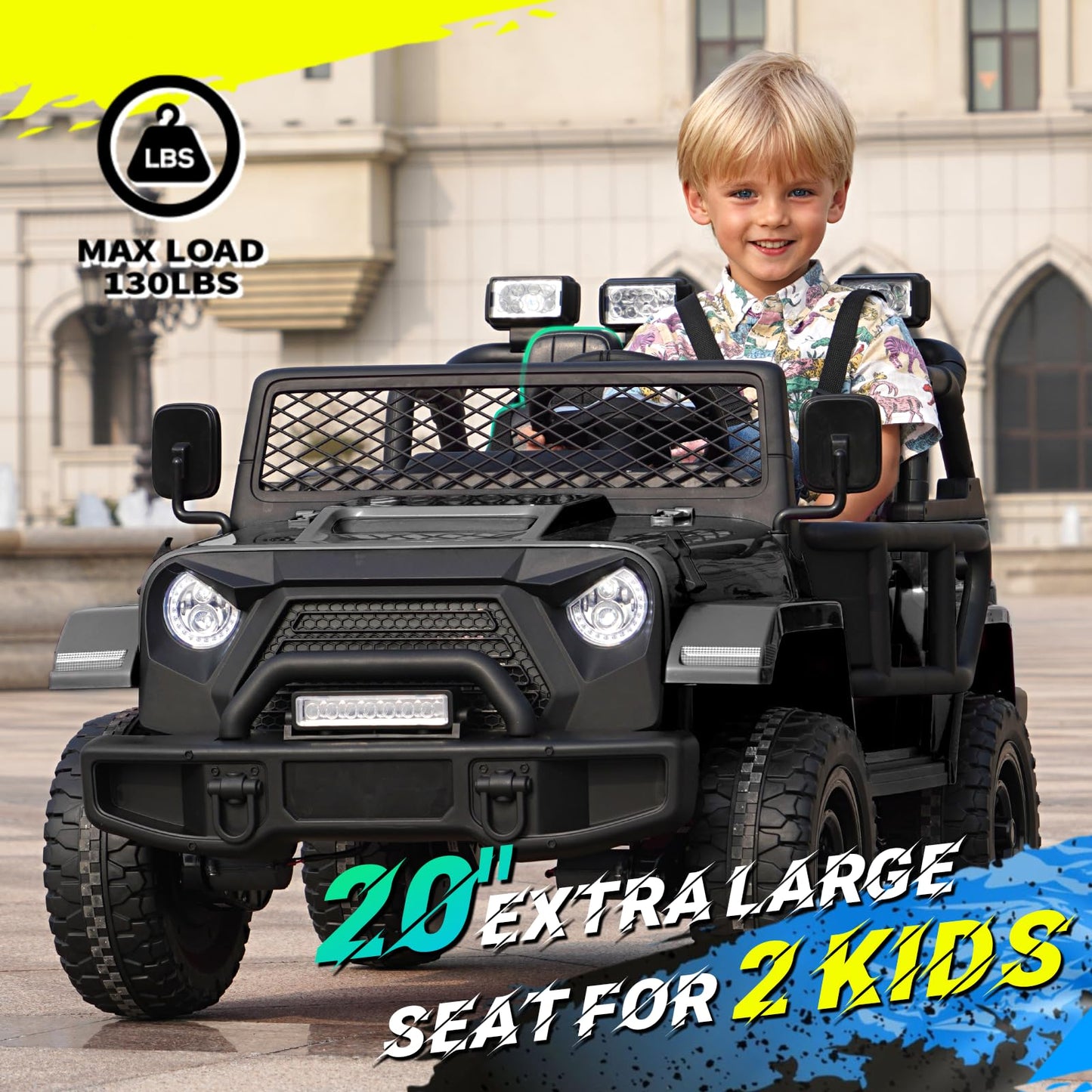 Joywhale 2 Seater 4Wd Kids Ride On Truck Car, 12V Electric Truck For Big Kids W/Remote, 10Ah Big Battery Powered Motorized Toy C