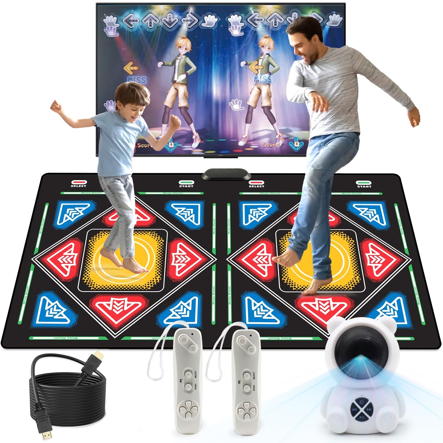 Tucraew Dance Mat, Electronic Dance Mat For Tv With Hd Camera, Wireless Double User Dance Mat With Game Controller, Non-Slip Dan