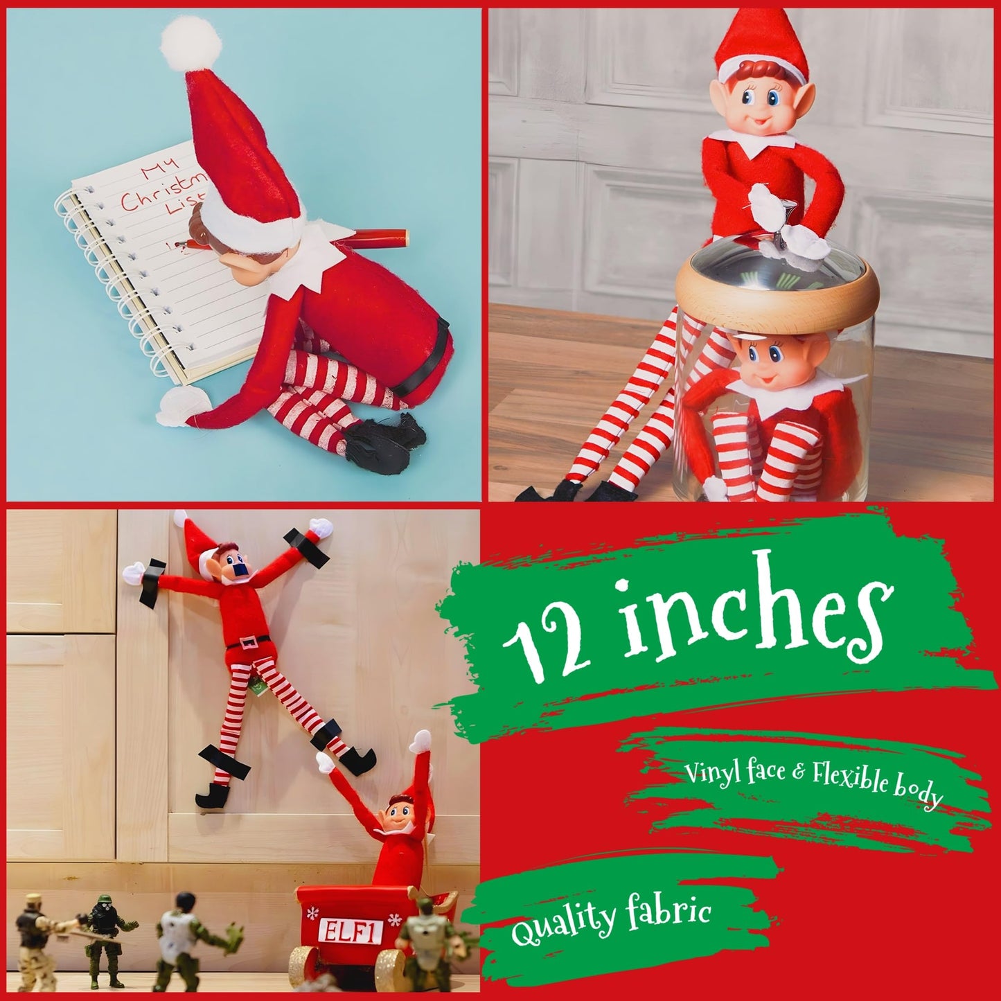 GLOW Wholesale Elfie & Elvie Set - Fun Plush Elves with Vinyl Faces, Red - Set of 2